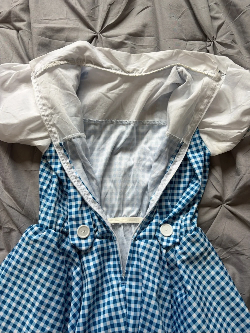 Dorothy Blue Gingham Pinafore Dress with Puff Sleeves